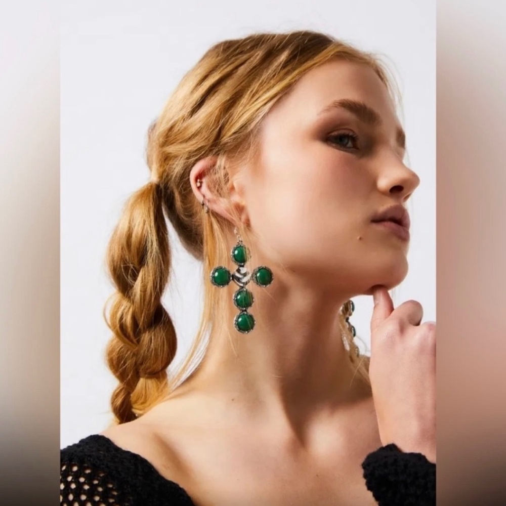 Free People Time is on My Side Dangle Cross Earrings - Picture 4 of 4